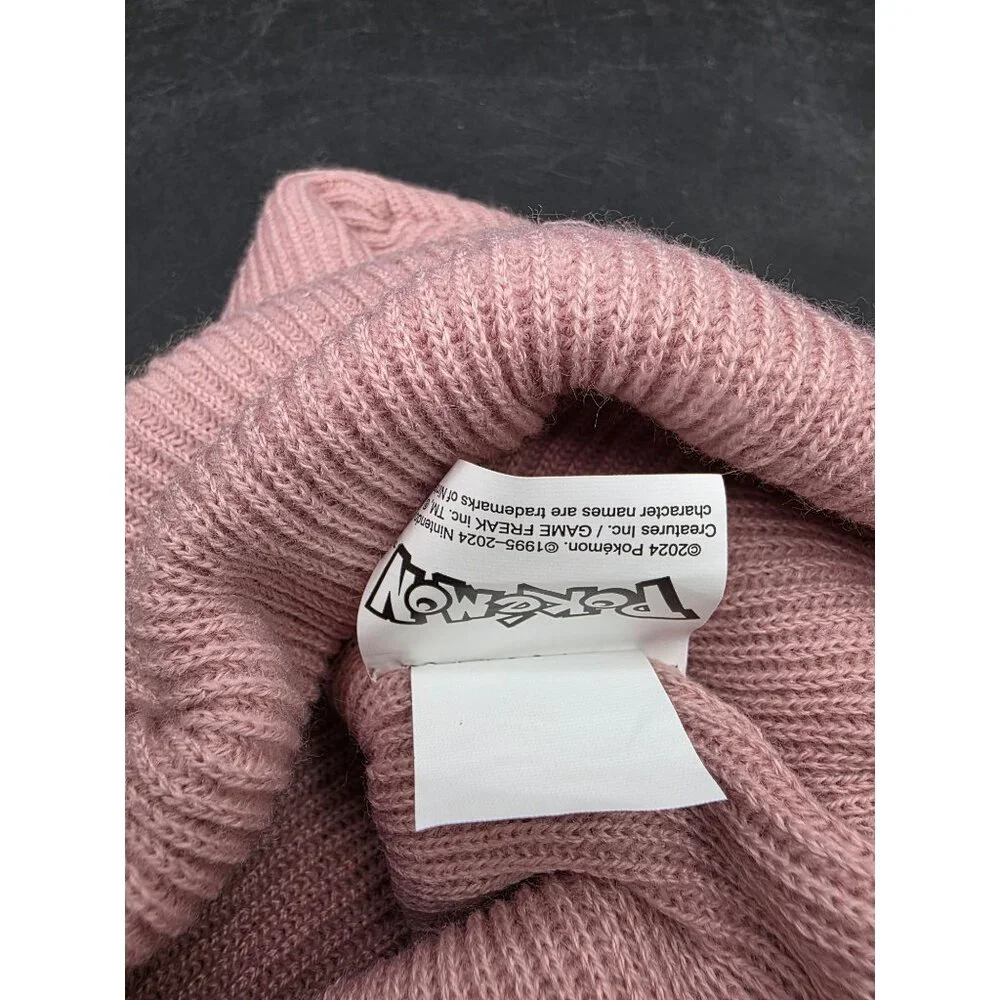 Pokemon Eevee Pink Knit Beanie Hat Soft Folded Cuff Design Accessories With Tag